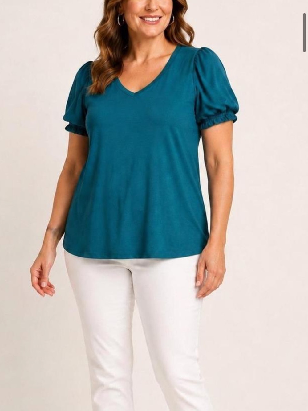 Torrid Supersoft Teal V-Neck Puff Sleeve Tee Women’s size 3x NWT